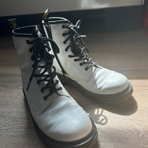 Like Brand New Dr. Martens White Combat Boots with Side Zip